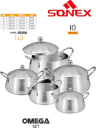 Sonex Omega Set 1-5 (belly New Item) Metal Finish Cookware Full Set Best Quality(50308)