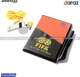 Stainless Steel Whistle With Referee Red And Yellow Card, Score Book With Pencil For Football Match Rules