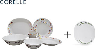 CORELLE Livingware 32-piece Dinner Set + Free Gift (Pack of 2 - Corelle 12.25-inch Serving Platters)