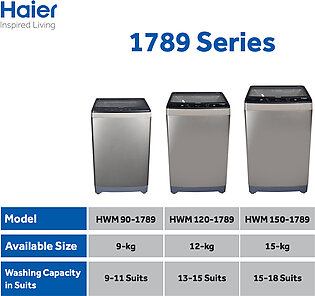 Hwm 150-1789/ Haier -15kg/ 3d Wash Series/ Fully Automatic/ Top Loading Washing Machine/(3d Wash Technology/ Memory Backup/ Pillow Drum/ Double Lint Filters) 10 Years Warranty.