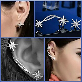 Star Girls Ear Cuff Earring Silver Crystal Rhinestone Stylish Fashion Jewellery Women Earrings Pair