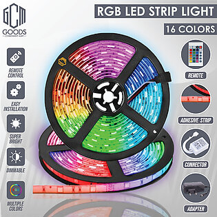 Rgb Led Strip Light, 16 Color Rgb Led Strips Lights, Multicolor Rgb Light Kit, Adhesive Flexible Color Changing Led Rope Strip Lights With Remote, Around 13ft Rgb Lights 12v By Goods Consignment Mart