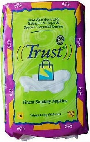 Pack Of 4 - Trust Finest Sanitary Napkins Wings Long Sticks-ons 16