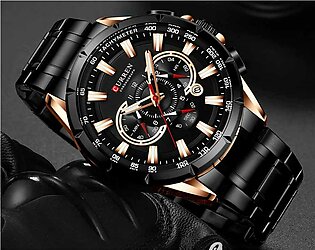 CURREN Stainless Steel Chronograph & Date Top Rated Analog Wrist Watch For Men With Brand Box -8363