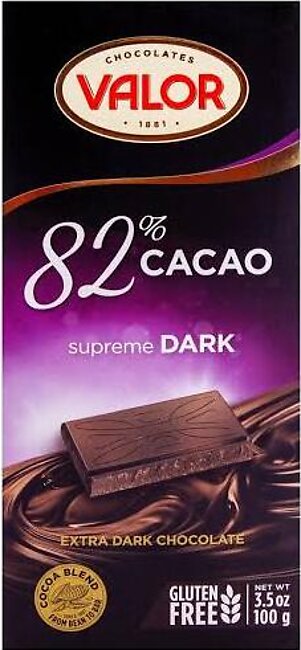 Valor Dark Chocolate 82%, Supreme 100g