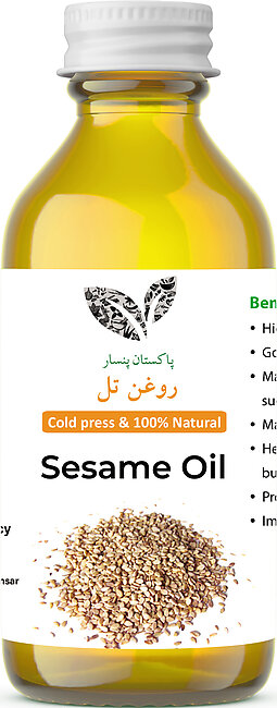 Sesame Oil (روغن تل) - 120 Ml - Edible & Cold Pressed - Pure Organic & Natural