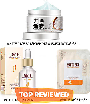 BIOAQUA & Pack Of 3  Rice Serum Exfoliating Rice Gel Face Scrub and Face Sheet Mask