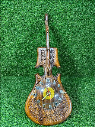Wooden Wall Clock In Guitar Shape Beautiful Decoration Piece