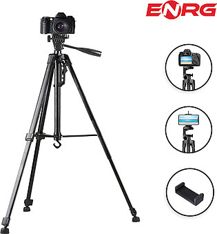 Enrg Aluminum Professional 4.5 Ft/ 55 Inch Tripod For Dslr Mobile Phone Photography And Video Making - Black
