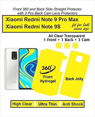Xiaomi Redmi Note 9 Pro Max And For Redmi Note 9s - Screen Protector - Front 360 And Back Hydrogel With 3 Cam Protectors