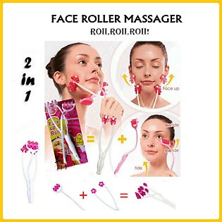 Dollar Shop 2 In 1 Face Roller Massager For Face, 3d Roller Face Massager Double Chin Remover, Face Slimming Massager Neckline Slimmer Jaw Exerciser Facial Lift Roller Body Massager Tool