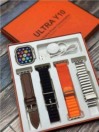 Y10 Ultra 4in1 49mm Smart Watch 2.12 Large Display With Premium Leather And Chain Straps