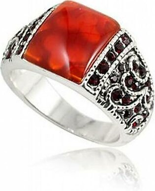 Red Zircon 18K Platinum Plated Ring for Men   - Red