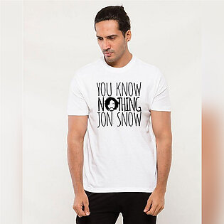 White Cotton You Know Nothing John Snow T-shirt For Men