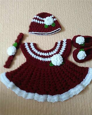 newborns girls dresses / crochet woolen frock