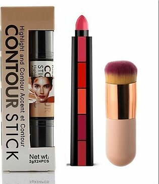 Deals Of 3 Chubby Pier Foundation Makeup Brush +wonder Contour Stick +5 In 1 Lipstick Makeup Cosmetics