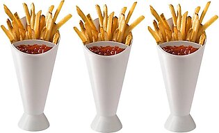 2 In 1 French Fry Cone With Dipping Cup French Fries Holder With Ketchup Bowl