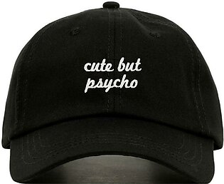 Khanani's Cute But Psycho Baseball Hat, Printed Cap • Crazy Girl Funny Quote • Unstructured Six Panel • Adjustable Strap Back