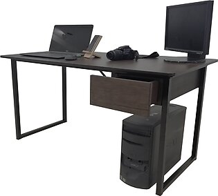 Modular Computer Study Table for Office and Home with Drawer Dark Brown