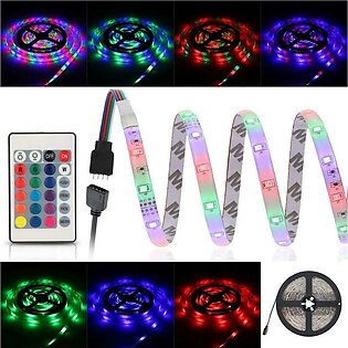 5m Rgb Watereproof 3528 Remote Control Led Strip Light - Complete Kit With 12v Adapter