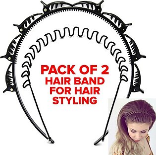 Hair Bands For Girls Stylish Twister Hair Band With Metal Hair Band Pack Of 2 Hair Curler Bands