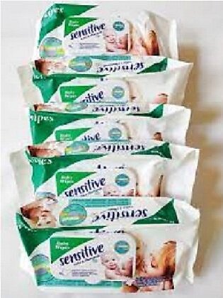 Pack of 5 Senstive Baby Wipes with Cap/Lid