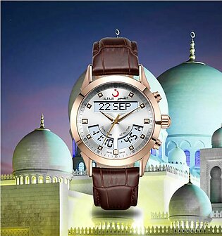 AlFAJR Leathaer Straps Dual Time Deluxe Watch For Men WA-10B