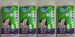 Fine Baby Diapers - Pack of 4 Jumbo, Each Pack of 42 diapers, Junior 15+ kg, Size 6