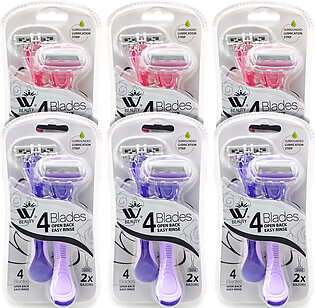 (pack Of 6) Wbm Women Body Razor ( Pink & Purple) | Shaving Razor For Women