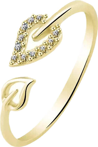 Gold Plates Leaf Crystal Rhinestone Girls Ring Fashion Women Trendy Jewellery Rings