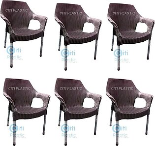 Plastic Chairs Pack Of Six Chairs- Choc