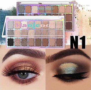 Miss Rose Universal Sequins Cosmetic Eyeshadow Palette Portable 24 Colors Eyeshadow Smoky Effect For Stage 21.6g 7001-025m