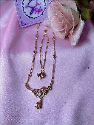 Gold Locket double Chain Stylish Pendant gold platted zircon pendant for women latest Fashion Jewelry
