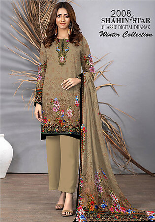 Shahin Star Classic Digital Dhanak Premium Quality Winter Collection Unstitched 3 Piece Suit DN# 2008