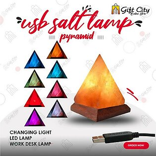 Gift City -  Pyramid 7 Color Changing USB Himalayan Salt Lamp for Home Decoration, Night Light, Work Desk Lamp, Salt lamp bulb, Rock salt lamp, Asthma and Allergy Patients to Clean Room Atmosphere Gift City - SL