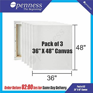 Openness - Canvases For Painting - Pack Of 03 36 X 48 Inch Blank White Canvas Boards - 100% Cotton Art Panels For Oil, Acrylic & Watercolor Paint