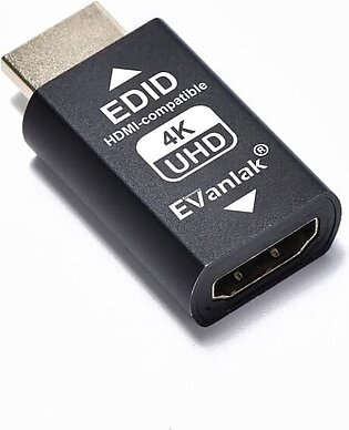 Evanlak Hdmi Edid Emulator Passthrough 3rd Generrtion Premium Aluminum Eliminated Emulator Adapter Work With Mac Thunderbolt To Hdmi Switches/extender/av Receiver/video Splitters 1080- 3840x2160@60h