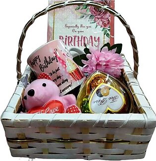 Birthday Gift Basket For Girls / Men / Women - Happy Bday Mug - Teddy Bear / Chocolate / Card / Rose Flower