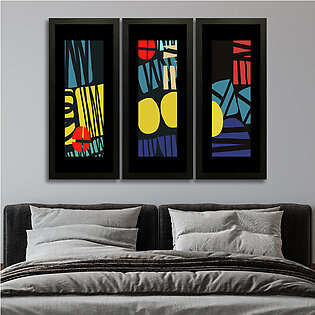 Set Of 3 Modern Abstract Paintings Collage Art, Collage Frames For Wall Décor – Raqeeq Bf104