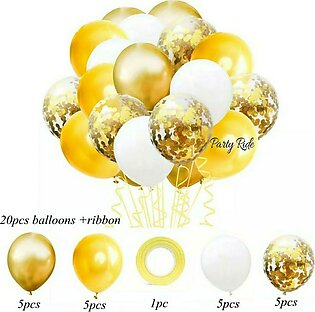 20 Confetti Chrome Balloons Set For Bridal Shower Decor And Birthday Decor - Bridal Shower Balloons / Wedding Decor / Wedding Balloons / Valentines / Anniversary Balloons / Confetti Chrome Balloons