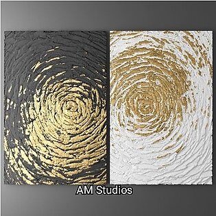 Modern Abstract Set Of 2 Acrylic Wall Paintings For Home Decor Dinning Room, Kitchen, Coffee Shop, Bedroom, Drawing Room, Gift For Wedding, Birthday, New Year, College, Handmade Home Decor Product, Christmas Gift, Valentine Part