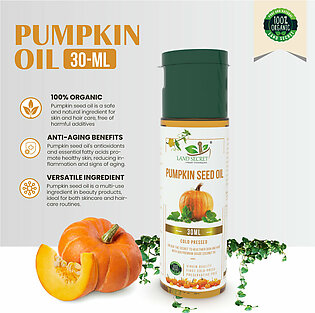Land Secret Organic Pumpkin Seed Oil For Skin And Hair - Cold-pressed, 100% Pure & Unrefined