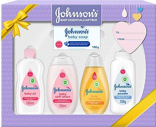 Johnsonâ€™s Baby Essentials Gift Box: Baby Shampoo, Soft Lotion, Oil, Powder, Soap