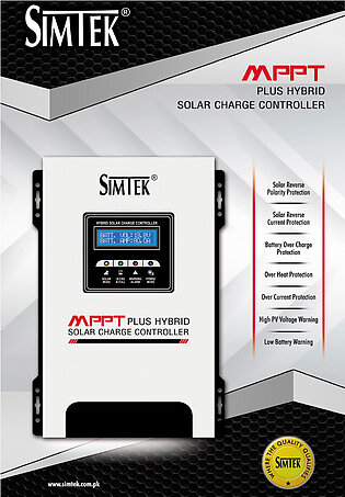 Simtek Mppt Plus Hybrid Solar Charge Controller 145v Voc 65amp 48v Fully Automatic With Dual Lcd & Led Display - 1 Year Warranty