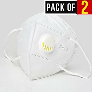 2 Pc Kn 95 Face Mask With Breathing Valve - White