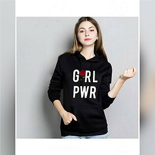 GirlPower Black Fleece Pull Over Hoodie For Women