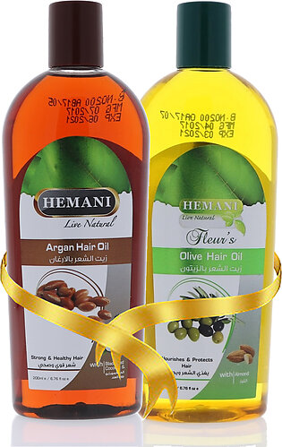 Hemani Herbals - Pack Of 2 Hair Oil 200Ml (Olive,Argan)