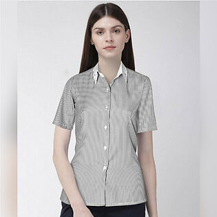 Women Short Sleeves Casual Shirt For Girls With Stylish Collar