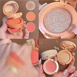 3 In 1 Highlighter Blush Palette Pearly Matte Blush Shiny Eye Shadow Multifunctional Face Makeup Palette
