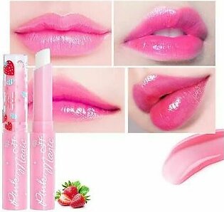 pink magic lipstick lip balm strowbarry flavor pink chopstick tansparent.